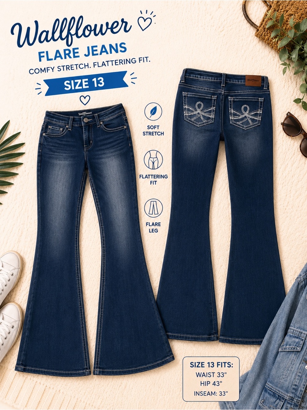 Wallflower Dark Blue Flare Jeans